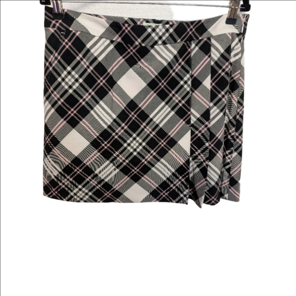 Izod Skirt  Black Pink Plaid Mini Preppy School Girl  Size 10